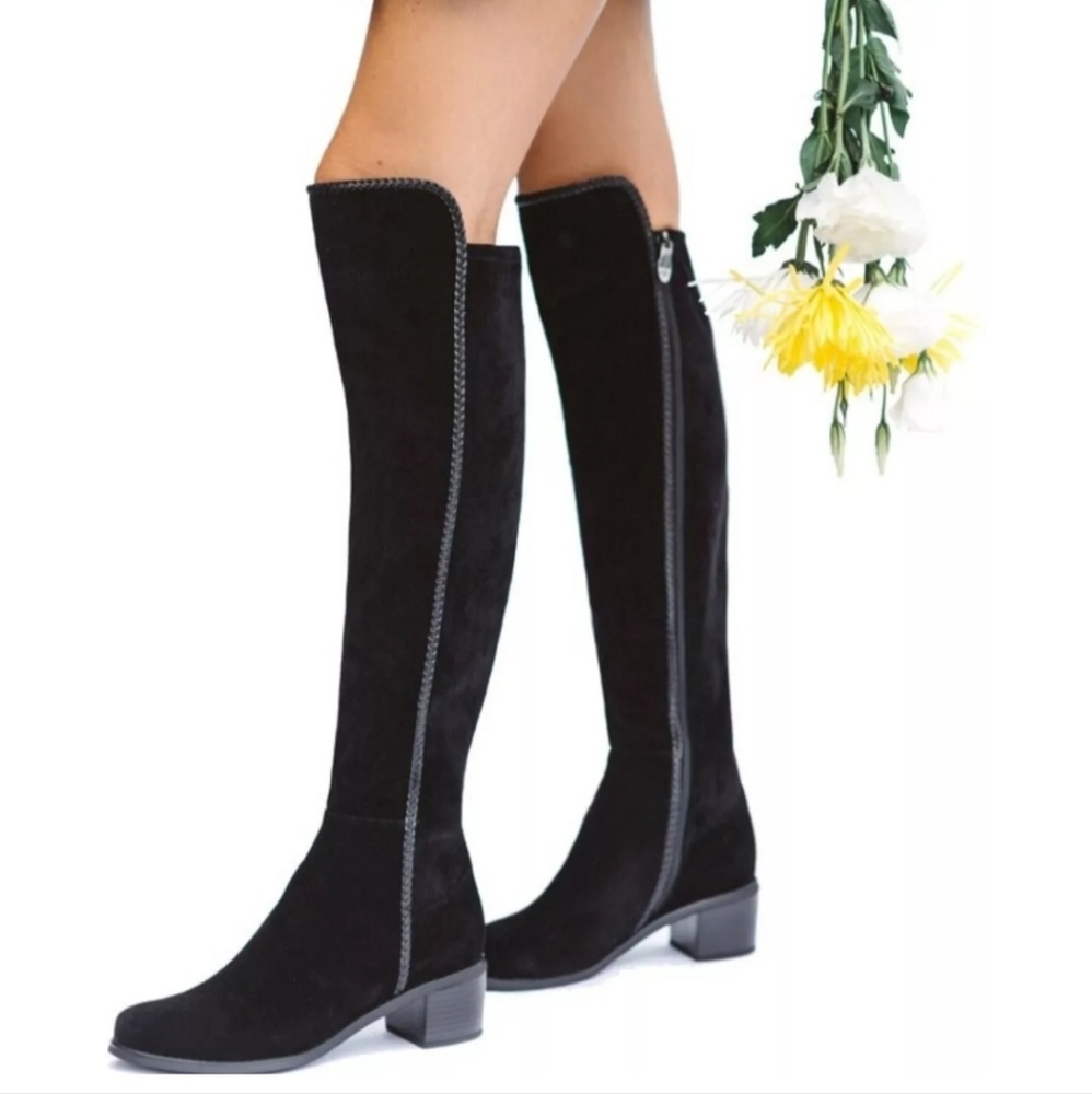 Aqua Diva Florence Black Suede Boots Waterproof AD1049 Womens Size 6.5